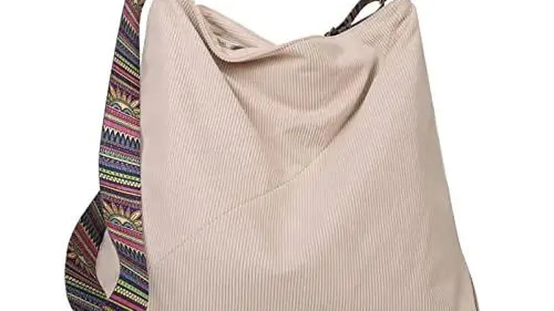 Wholesale handbag: corduroy shoulder bag with a woven strap