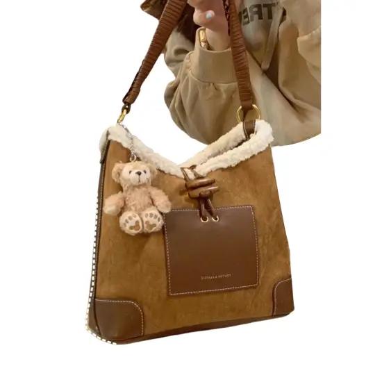 Large Capacity Retro High-End Suede Shoulder Messenger Bag - CBB-5621