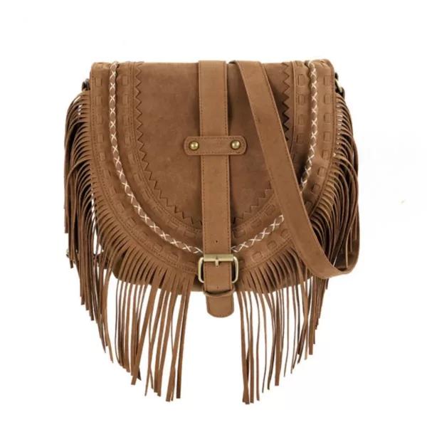 Wholesale Faux Suede American Fringed Bag, Retro and Versatile Saddle Bag - CCB-4738