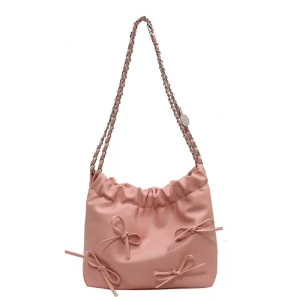 Wholesale Niche Satin Wrinkled Design Hand-Held Bucket Bag - HB-4796