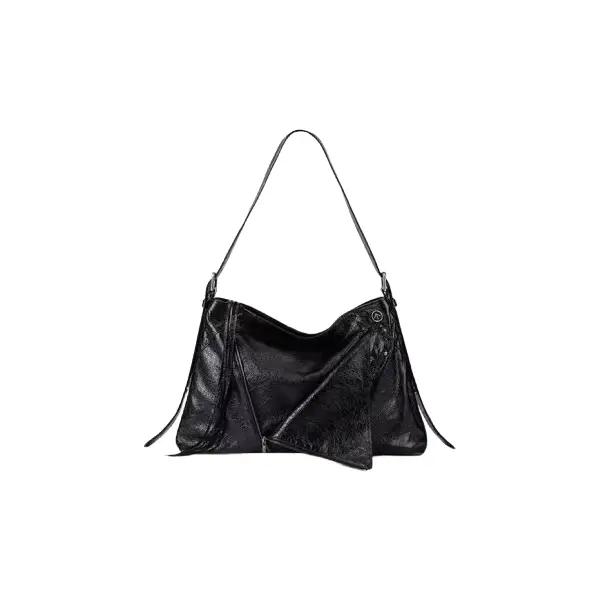 Wholesale Melanoid Real Leather Large-Capacity Retro Hand-Held Shoulder And Underarm Lapel Bag - HB-4961