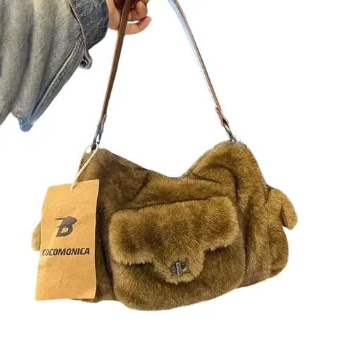New Autumn And Winter Mink Fur Underarm Shoulder Crossbody Niche Bag | Bag Series Supplier - HB-5491