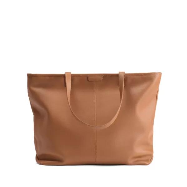 Large Zippered Downtown Tote (Classic Cognac) | Custom Manufactured Bags - HB-5903